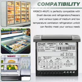 for Dixell Temperature Controllers, XR06CX-4N1F1 Digital Thermostat with Sensor Probe - 120V, Compatible with Dixell and 50-60hz Commercial Refrigerators/Freezers (Includes Mounting Hardware)