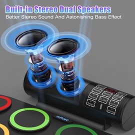 Electric Drum Set for Kids with Headphones, 9 Pads Full Size Electronic Drum Set with Bluetooth, Drum Set for Kids of All Ages, Built-in speakers, Rechargeable