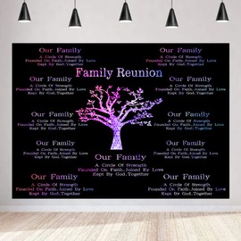 MEETSIOY Family Reunion Backdrop, Purple, 10x7ft, Polyester, Wedding, Party, Video Production, Photography