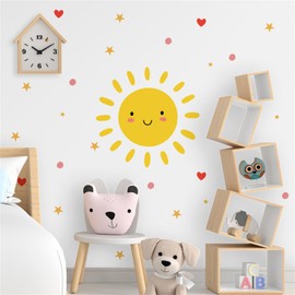 Herfair Wall Tattoo Children's Room Decoration, Smiley Sun Wall Sticker, DIY Waterproof Wall Sticker, Wall Decoration Sticker Gift for Children (B)