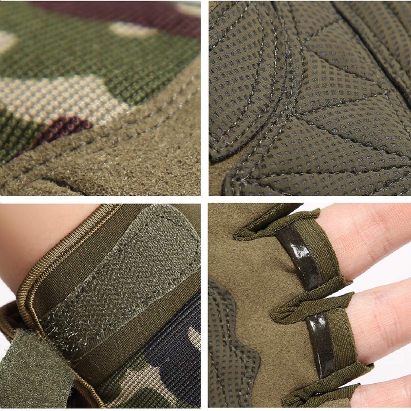 HYCOPROT Fingerless Gloves, Knuckle Protective Breathable Lightweight Outdoor Gloves for