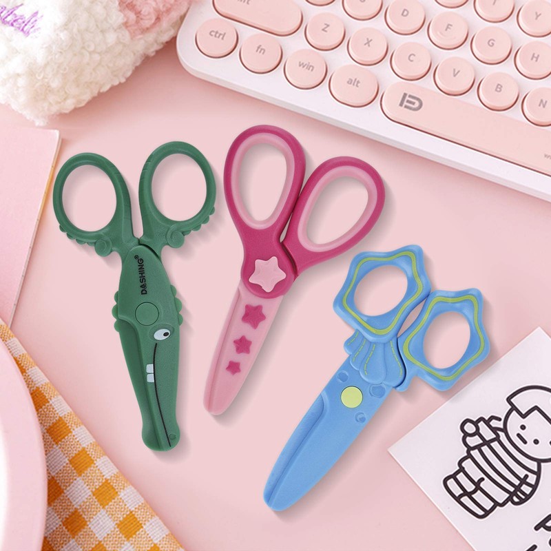 DealKits Children's Safety Scissors, Pack of 3 Children's Scissors, Paper