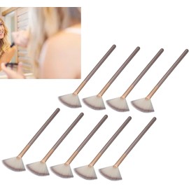 Juego de Brochas de Maquillaje de Abanico Facial de 9 Piezas, Aplicadoras de Aluminio para el Hogar, Color Champán