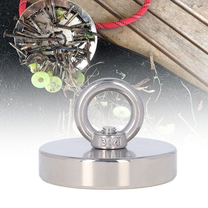 High Power Fishing Magnet NdFeB Stainless Steel Silver Neodymium Fishing