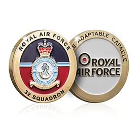 The Koin Club Royal Air Force 32 Squadron Gold Plated Spoof Challenge Coin RAF Memorabilia