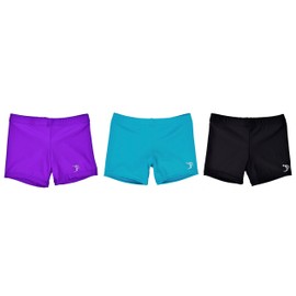 Sookie Active Premium Micro Nylon Spandex Youth Shorts - Multicolor 3-Pack (Youth 6-8) Set 6: Azelea, Turquoise, Black
