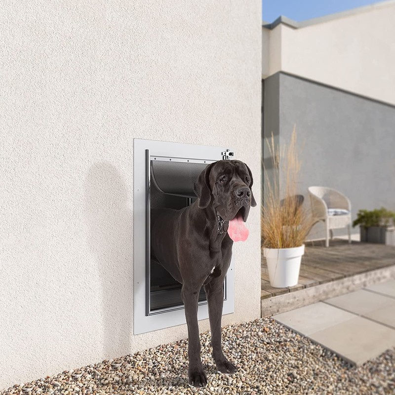 Baboni Pet Door for Wall, Steel Frame and Telescoping Tunnel,
