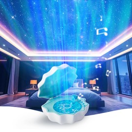 PILIPALASTAR Night Lights Bluetooth Speaker, Northern Lights Ocean Wave Projector Light, White Noise Aurora Projector for Home Decor/Relaxation/Party/Music/Gift (Blue)