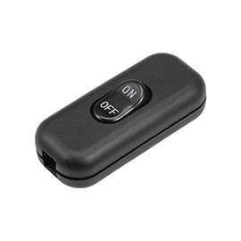 sourcing map Inline Cord Switch AC 250V 6A On-Off DPST Control Feed-Through Rocker Switch for Bedroom Table Lamp Desk Light, Black