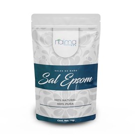NAIMA Sal Epsom Natural, 1kg | Sulfato de Magnesio 100% Puro y Vegano | Relajante Para Baños, Masajes y Exfoliación | Ideal Para el Cuidado de Pies, Piel y Relajación | Sin Colorantes Artificiales