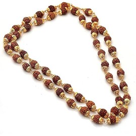 LUXCKY Rudraksh Mala with Japa Bag Gaumukhi, Natural Himalayan Genuine Original Rudraksha Rosary Garland Japa Mala, Religious Tibetan Rudraksha Mala Necklace Bracelet Yoga Meditation Bead
