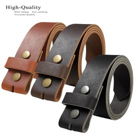 One Piece Full Grain Buffalo Leather Replacement Belt Strap 1-1/2" wide (Tan, 42)