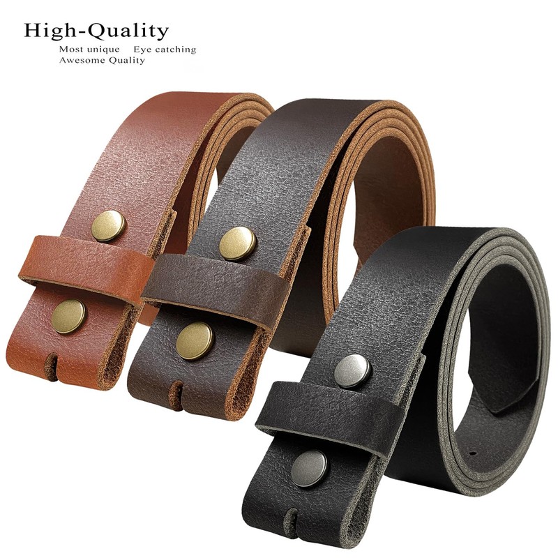 One Piece Full Grain Buffalo Leather Replacement Belt Strap 1-1/2"