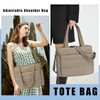Waterproof Puffer Tote Bag for Women, Quilted Shoulder Work Bag,