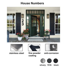 nanlyiau House Number 4 in/10.2 cm Stainless Steel House Numbers House Numbers Black Matt Modern House Number Made of Stainless Steel Floating Appearance (Black 4-in-0)
