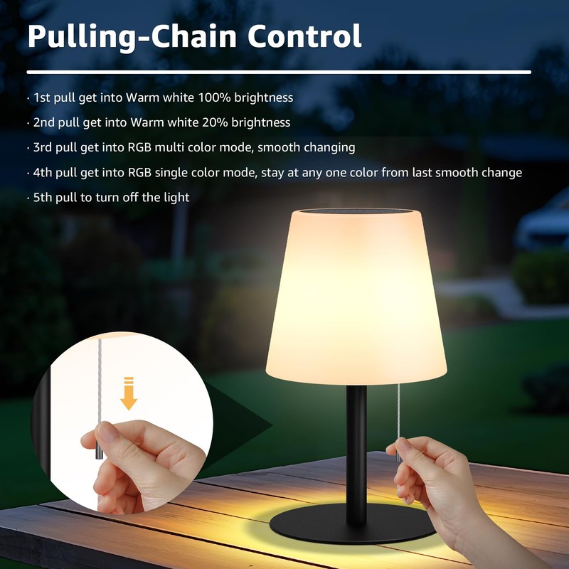 Outdoor Table Lamp Wireless Solar Pack of 2