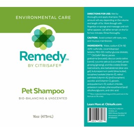 CitriSafe Remedy Pet Shampoo with Shea Moisture - All Natural, Dry Skin and Itch Relief - Cleans, Deodorizes and Conditions - 16oz