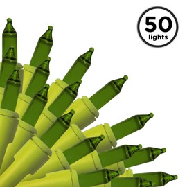 Brite Star 50-Count Greenapple Mini String Lights – 19.15 FT, Indoor/Outdoor, Connect Up to 10 Sets, Designer Series Holiday & Party Lights, Green Wire