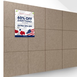 Bulletin Board 12 Pack Felt Wall Tiles with Safe Removable Adhesive Tabs Cork Board Alternative 47"x35" Large Office Felt Board Cork Poster Board for Office Classroom Family Desk Accesories（Caramel）