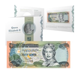 Her Majesty Queen Elizabeth II Royal Half Dollar Banknote The Bahamas $1/2 50c