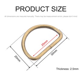 100 Pack 1" Metal D Ring for Purse Making Aprons Belts, Dee Rings Metal Buckle for Canvas Bags Webbing Leather Straps Wallets Crafts Pet Collar Backpack Hardware Bronze