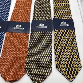 Stafford (7) Stafford Tie Lot NWT Made In Italy 100% Silk Gold Vintage JCPenney MSRP $157