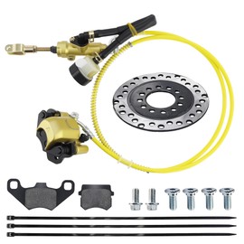 PRO BAT Rear Hydraulic Brake Assembly Caliper Master Cylinder Kit Go Kart Golf Cart ATV (Golden)