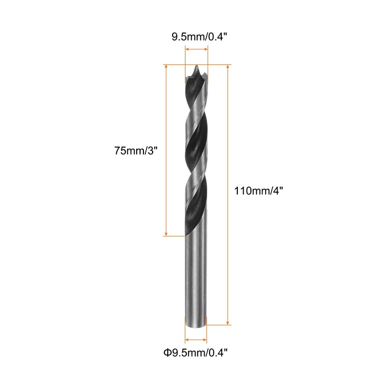 sourcing map Brad Point Drill Bits 9.5mm(24/64") Dia Straight Round