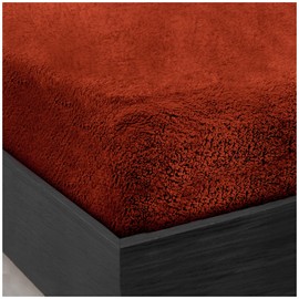 GC GAVENO CAVAILIA Teddy Fleece Plain King Size Fitted Sheets, Thermal Warm Sherpa Plush Soft Fluffy Cuddly Fitted Sheets King Size, Burnt Orange