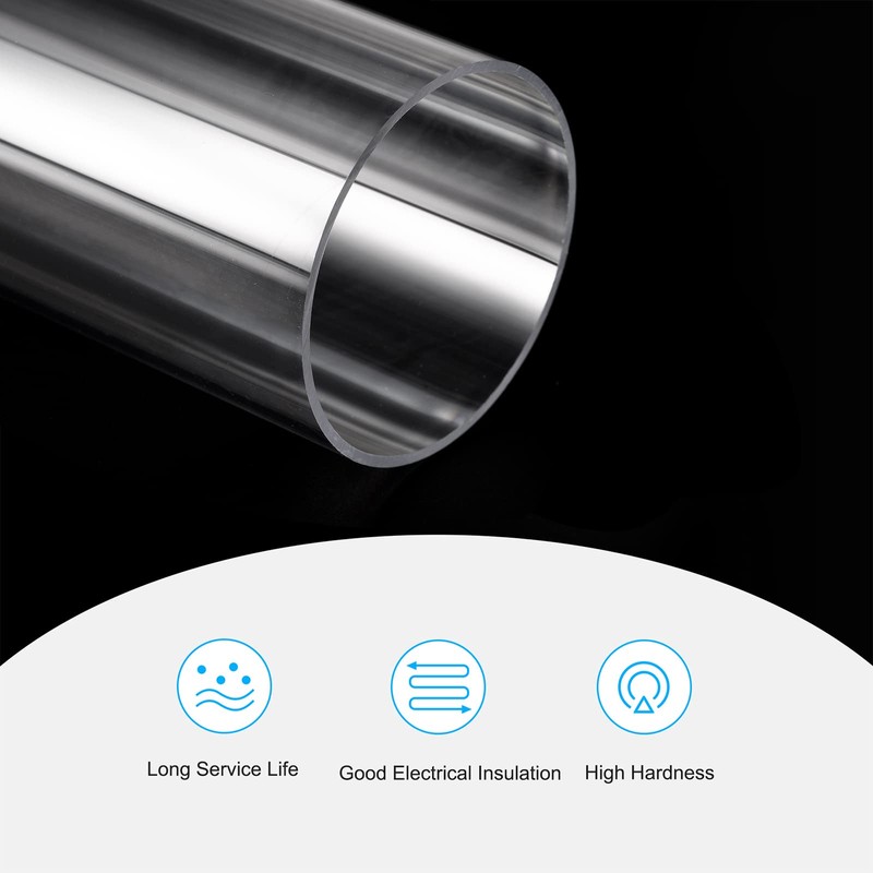 sourcing map Plastic Pipe Rigid Polycarbonate Round Tube Clear 2.8"(71mm)