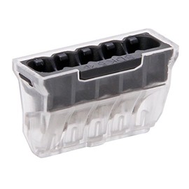 Kopp 55566400 5-Pin Plug-In Terminal for Rigid Wire 1.5 – 2.5 mm² Contents 10 Pieces, Transparent Dark Grey