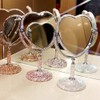 Bestbling Luxury Bling Double-Sided Tabletop Makeup Mirror, Heart Shape Metal