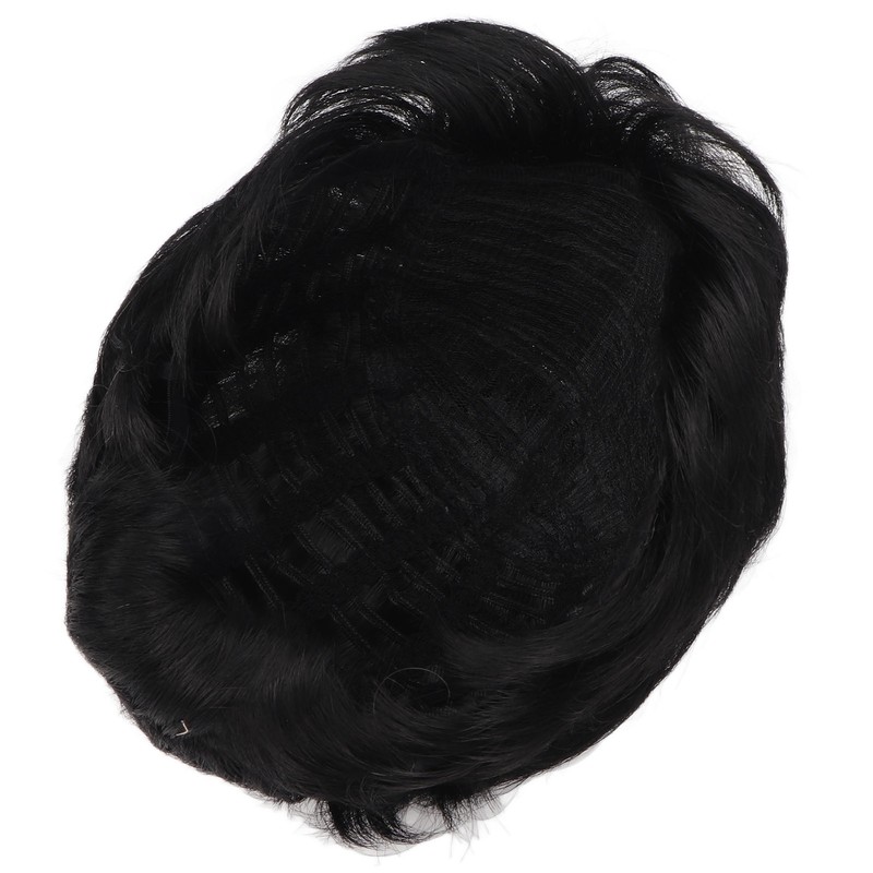 Men's Short Black Wig High Temperature Silk Layered Realistic Breathable