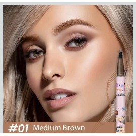 Suake 2Pcs Medium Dark Brown Microblading Eyebrow Pen Waterproof, #01