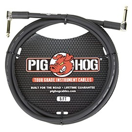 Pig Hog PH6RR High Performance 8mm Right-Angle 1/4" Guitar Instrument Cable, 6 Feet