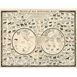 Historic Map - Dogs of All Nations Map, 1936, Vintage Wall Art - 44in x 34in