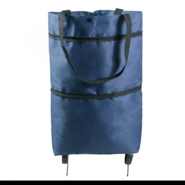 Portable Foldable Shopping Basket with Wheels Navy