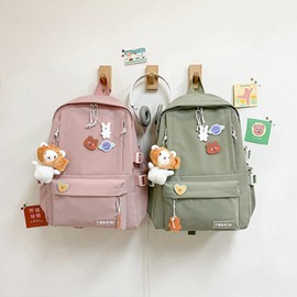 LUNA PARK Mochilas para Laptop con Pines y Colgante Mochilas Kawaii Coreana Gran Capacidad, Mochilas Casuales Mochila, Mochila de Viaje para Mujeres Verde