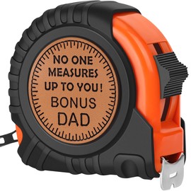 Step Dad Bonus Dad Gifts from Bonus Daughter Son, Birthday Christmas Bonus Dad Gifts, Bonus Dad Step Father Gifts for Fathers Day, Genuine Leather Engraved 25 FT Tape Measure Tools Gifts for Bonus Dad