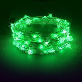 RTGS 60 LEDs Green Color String Lights Silver Wire Indoor and Outdoor 20 Feet Firefly Starry Fairy Lights Battery Powered for DIY, Christmas, Holidays, Party, Bedroom and Centerpieces