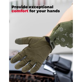 KEMIMOTO Tactical Gloves, Breathable Touchscreen Outdoor Full-Finger Gloves for Men Women for Cycling, Biking, Safety Work, Mechanic, Gardening, Yard Work 2025