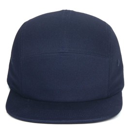 DongKing - Gorra de béisbol de 5 paneles clásica con visera plana de algodón, Azul oscuro, 7-7 3/8
