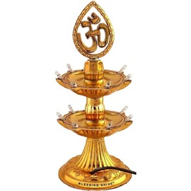 Layer Electric Diya Deepak Plastic Om Light Pooja Diya LED Light Mandir Diya for Home Temple Decor Electric Diya 1PC (Layer 2)