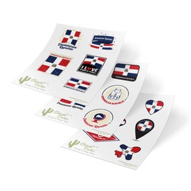 Dominican Republic Country Flag Stickers Decals Kids Logo Scrapbook Car Vinyl Window Bumper Laptop (3 Sheets)