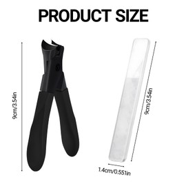 Wide Jaw Opening Anti-Splash Slanted Nail Clipper Wide Jaw Nail Clipper Anti Splash Oblique Curved Suitable for The Elderly with Thick Nails Comes with a Square Head Glass File (Black)