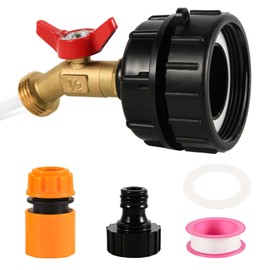 IBC Tote Adapter, 275-330 Gallon IBC Bag Tank Fittings 2.44in Fine Thread Tote Valve Brass Hose Faucet Valve with Garden Hose Quick Connector for Garden Hose Connector Adapter