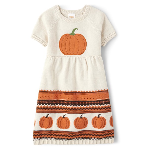 Gymboree Girls and Toddler Short Sleeve Sweater Dresses, Pumpkin, 5T US