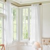 45 Inch Length Greyish White Sheer Linen Curtains for Kitchen