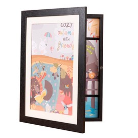 Just Like This Kids Art Frames – 12 x 14 Opening Kids Artwork Frames Changeable – Custom Picture Frame for Drawings, Art Projects, Certificates – Fits Over 100 Pieces – Wooden Frame with Strap. (Black)