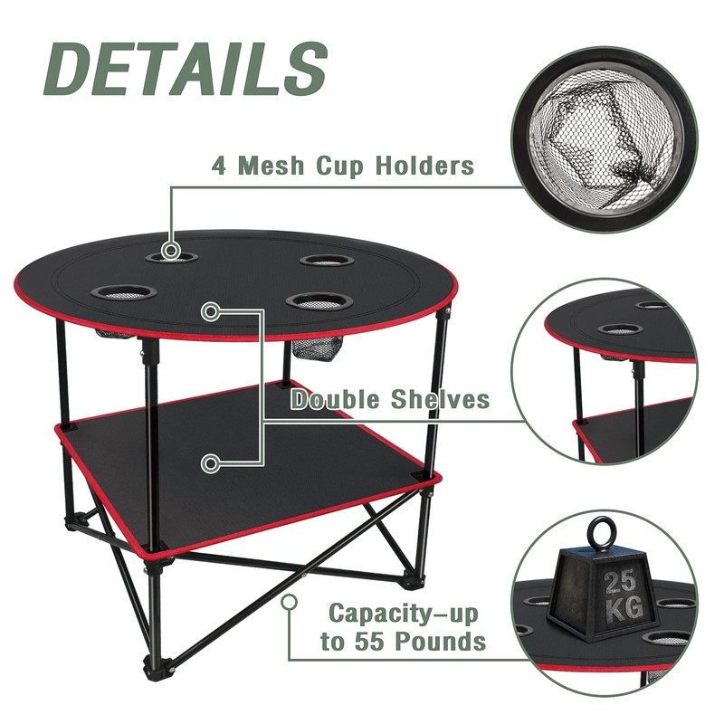 LESES Portable Folding Picnic Table Outdoor Camping Table with Storage